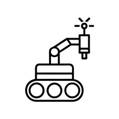 Fototapeta premium Bomb disposal robot with mechanical arm and sensors for safety 