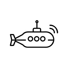 Obraz premium Line drawing of an autonomous submarine with sonar signal 