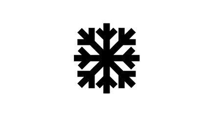 Black snowflake icon on white background, simple vector graphic for winter, cold, frost, and Christmas designs