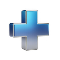 Fototapeta premium 3d blue plus sign medical symbol on transparent background