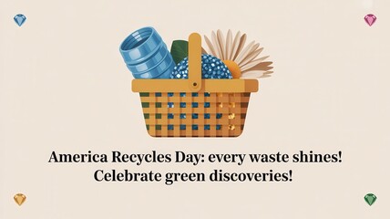 Celebrate recycling and green discoveries with this creative minimalist greeting card design perfect for America Recycles Day. National Recycling Day and Week  America Recycles Day