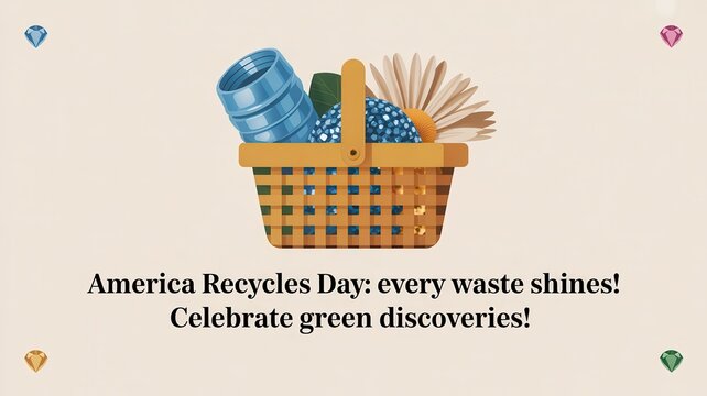 Celebrate recycling and green discoveries with this creative minimalist greeting card design perfect for America Recycles Day. National Recycling Day and Week  America Recycles Day