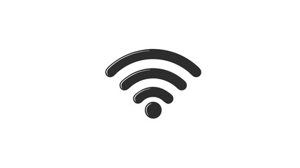 Black WiFi wireless signal icon symbol on a white background, representing internet connectivity and and digital communication.