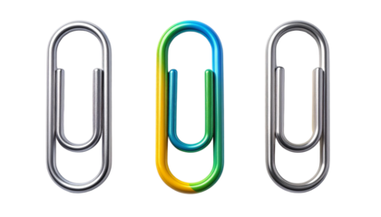 Paperclip bundle set isolated on transparent background