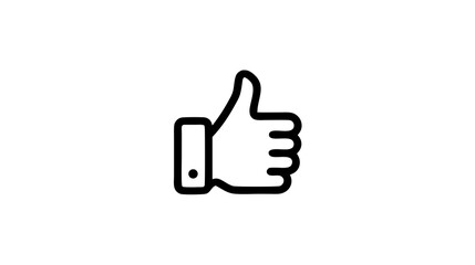 Thumbs up gesture outline icon, isolated on white background, representing approval, like, success, and positive feedback.