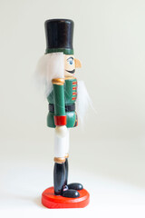 Nutcracker close-up isolated on white background. Space for text.