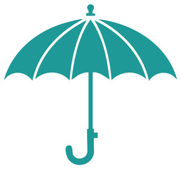 Vibrant teal umbrella vector illustration symbol of weather safety and protection