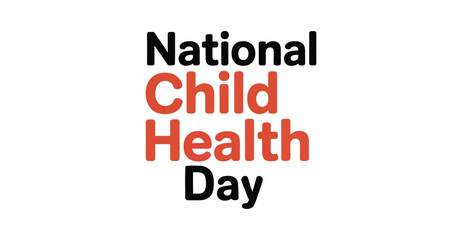 National Child Health Day vector design with bold red and black typography on white background, promoting pediatric wellness and awareness