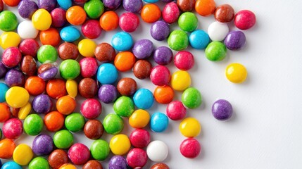 Obraz premium Vibrant assortment of colourful candies mixed sweets sugar treats confectionery collection bright dessert snack variety isolated on white background