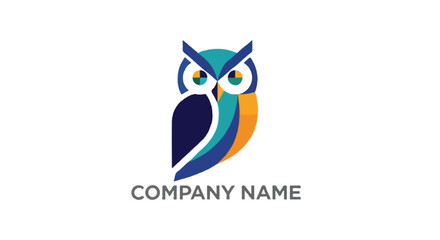 A flat vector education logo with an abstract owl symbolizing wisdom