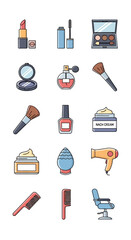 Cosmetic Products and Beauty Tools Collection in Vector Illustration.