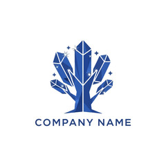 Crystal Tree Logo Design with Geometric Shapes and Sparkling Accents.