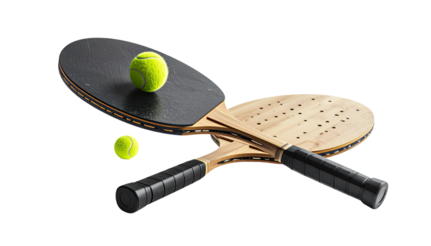 Ping pong racket and ball isolated on transparent background