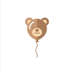 Cute Brown Bear Balloon with Sweet Face and Curled String.