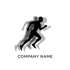 Dynamic Runner Silhouette with Motion Blur for Sports Brand Identity.