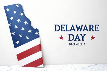 Delaware Day Celebration With American Flag Pattern And State Shape Silhouette, December 7