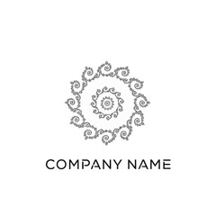 Elegant Floral Mandala Logo Design with Intricate Swirls and Spirals.