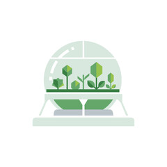 Futuristic Biosphere with Geometric Plants and Sustainable Ecosystem.