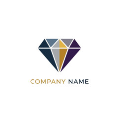 Naklejka premium Geometric Diamond Logo Design with Facets and Company Name Below.