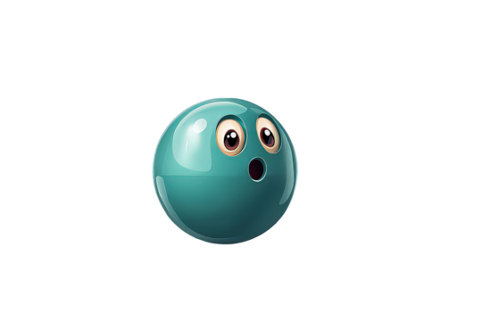 Teal Sphere Emoji With Surprised Expression