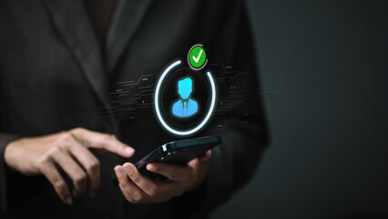 Digital Identity Verification with Green Check on Mobile