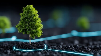 Small tree in grassy field nature s serene view peaceful small tree thriving in a lush green grassy field