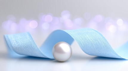 Elegant pearl blue ribbon jewelry design a beautiful pearl on blue ribbon perfect for jewelry concepts