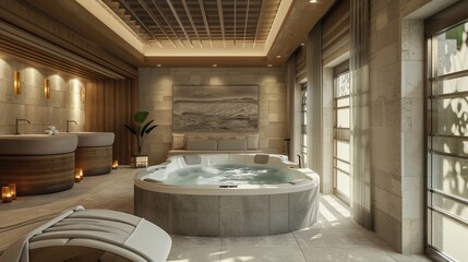 An Image of a Luxurious Fitness Spa with Hot Tub