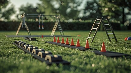 A Scene of a Spacious Outdoor Boot Camp Setup