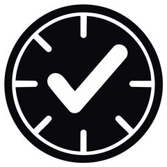 Fototapeta premium Simple Clock and Check Mark Icon for Time Management Punctuality and Task Completion