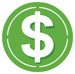 Obraz premium Green dollar symbol on a round shape, financial concept design.