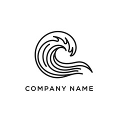 Naklejka premium Stylized Ocean Wave Logo Design with Clean Lines for Coastal Businesses.