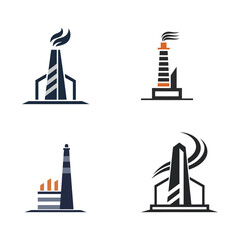 Obraz premium Modern industrial factory building icons set