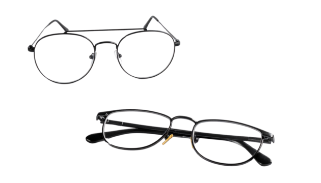 Reading glasses variations isolated on transparent background