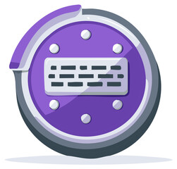 Futuristic Purple Data Storage Access Point Illustration Round Shape Design Data Matrix Display