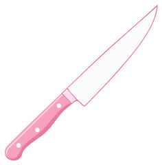 Simple vector illustration of a cute pink kitchen chef knife with a sharp blade