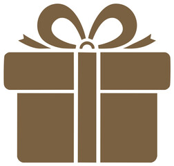 Elegant Brown Gift Box Icon with Decorative Ribbon and Bow for Presents and Celebrations