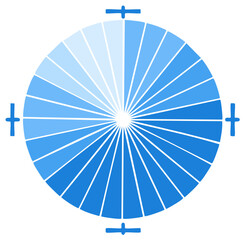 Abstract blue color wheel design with plus symbols