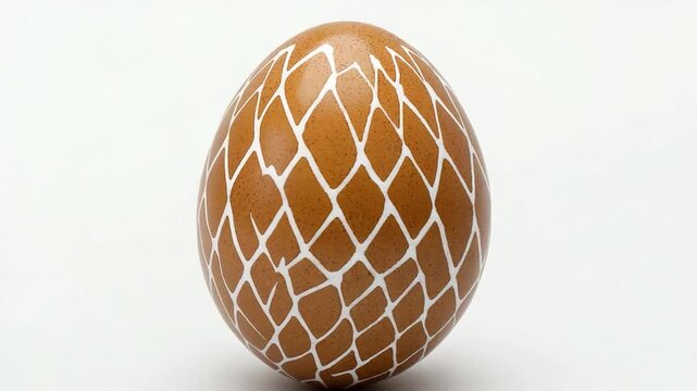 A single brown and white egg sits on a table, ready for use