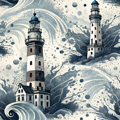 Dynamic Abstract Pattern in Black and White Ink Splash Style

