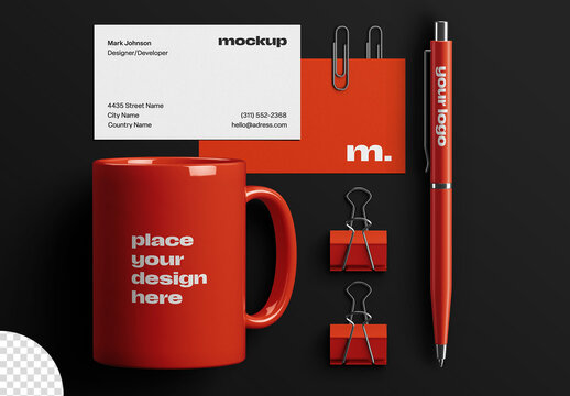 Professional Stationery Flatlay Branding Identity Mockup Isolated