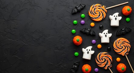 Halloween Candy Assortment with Ghost and Bat Candies.