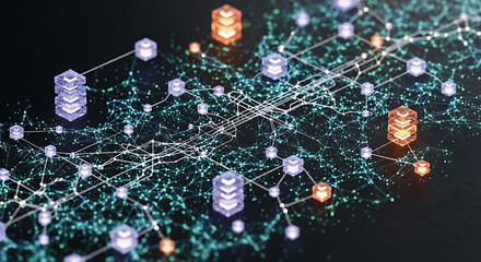 Abstract Representation of Data Connectivity Illustrating Network Architecture and Digital Transformation