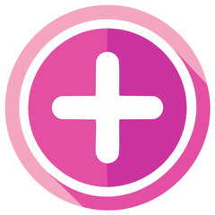Obraz premium Magenta Round Plus Sign Icon with Shadow Addition Mathematics Symbol Button