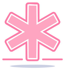 Obraz premium Pink Emergency Star of Life Symbol for Healthcare and Medical Services