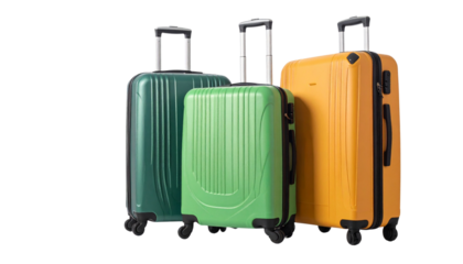 Modern suitcase set isolated on transparent background