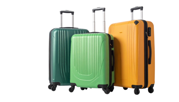 Modern suitcase set isolated on transparent background