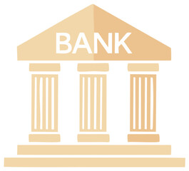 Obraz premium Bank Facade Illustration with Columns Simple Vector Design
