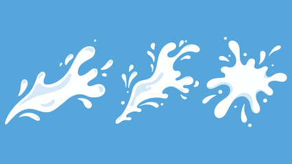 set of milk splash nature drink flat color vector illustration template design