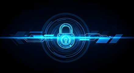 Secure your digital world with cutting edge cybersecurity technology and encryption protecting sensitive data with a glowing padlock symbol